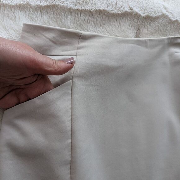 H&M beige cotton blend pencil skirt lined size 8 B1 - Picture 2 of 9